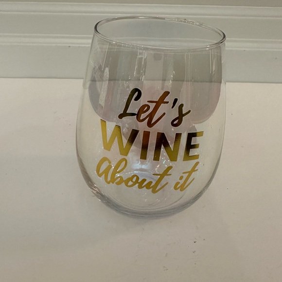 Dining Lets Wine About It Stemless Large Glass Wine Glass Iridescent